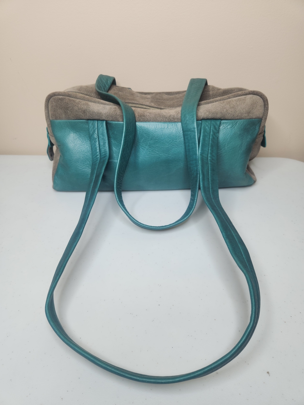 Harold's Teal Leather & Suede Shoulder Bag